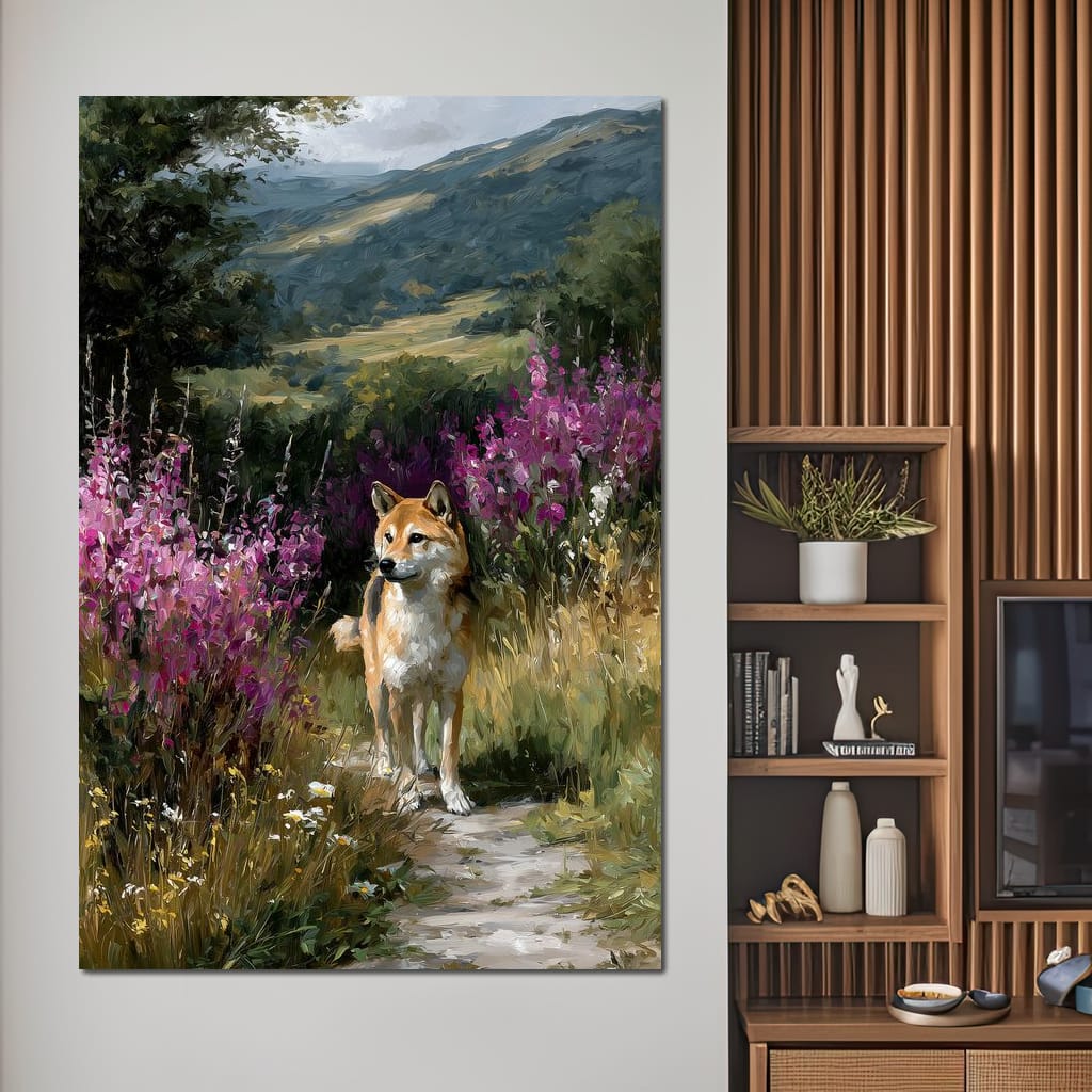 Shiba Meadow Trail Portrait Canvas Wall Art