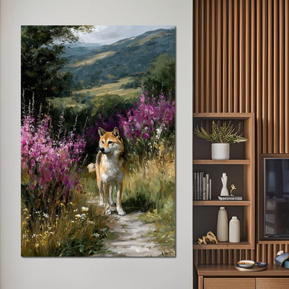 Shiba Meadow Trail Portrait Canvas Wall Art
