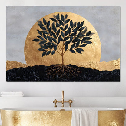 Golden Tree of Tranquility Canvas Wall Art