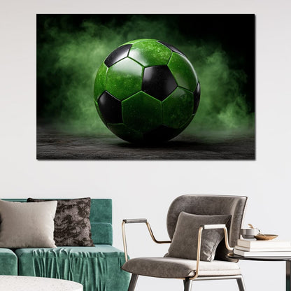 Emerald Soccer Ball Eclipse Canvas Wall Art