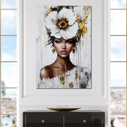 Golden Petal Elegance Canvas Wall Art
