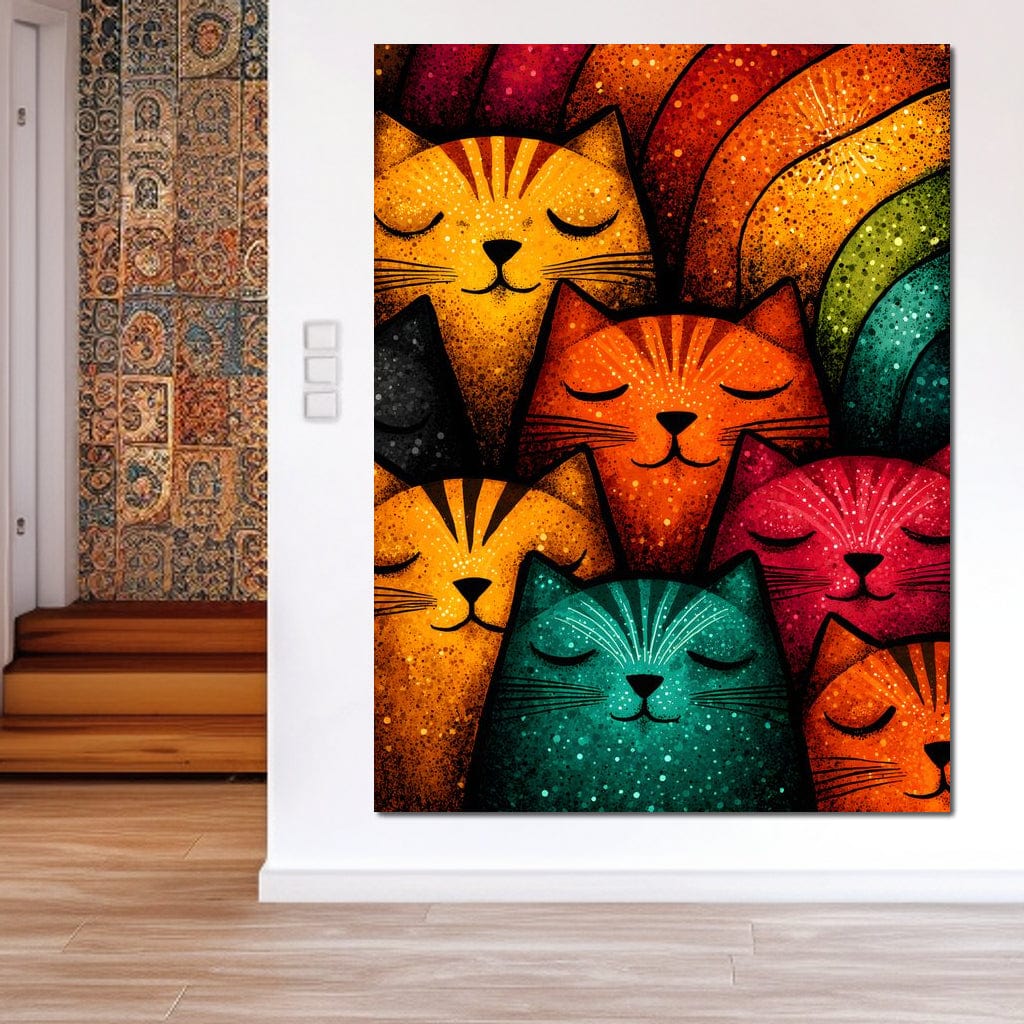 Dreamy Feline Kaleidoscope Canvas Wall Art