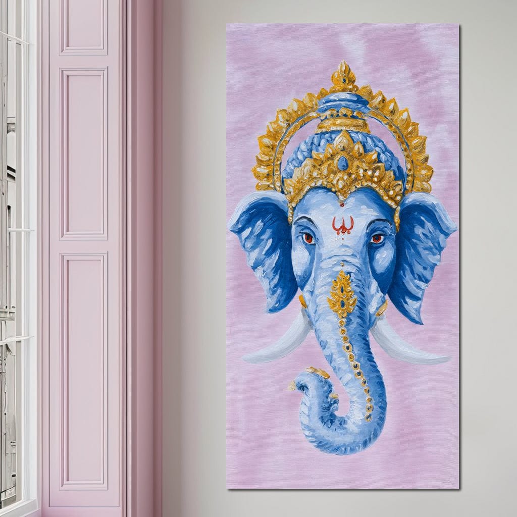 Sacred Blue Ganesha Majesty Canvas Wall Art