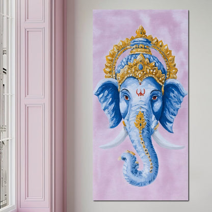 Sacred Blue Ganesha Majesty Canvas Wall Art