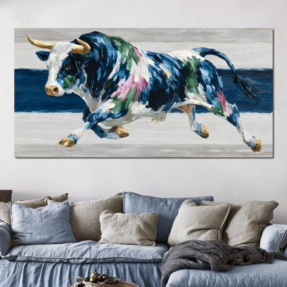 Charging Bull Color Fusion Canvas Wall Art