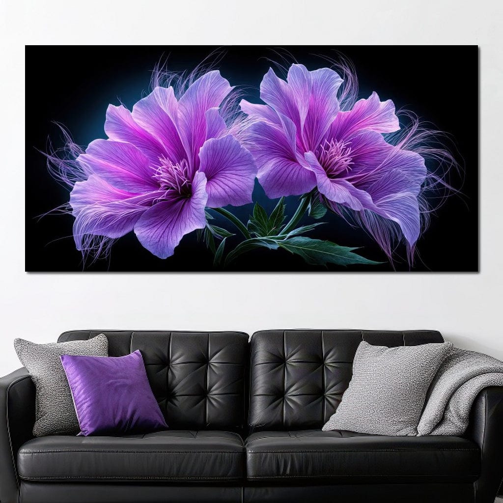 Fluffy Alien Flowers Canvas Wall Art