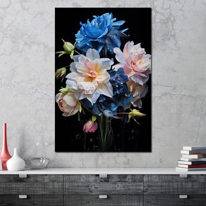 Midnight Flower Symphony Canvas Wall Art