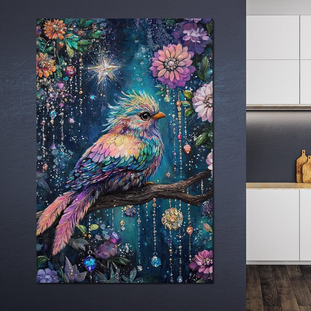 Enchanted Birdsong Night Tapestry Canvas Wall Art