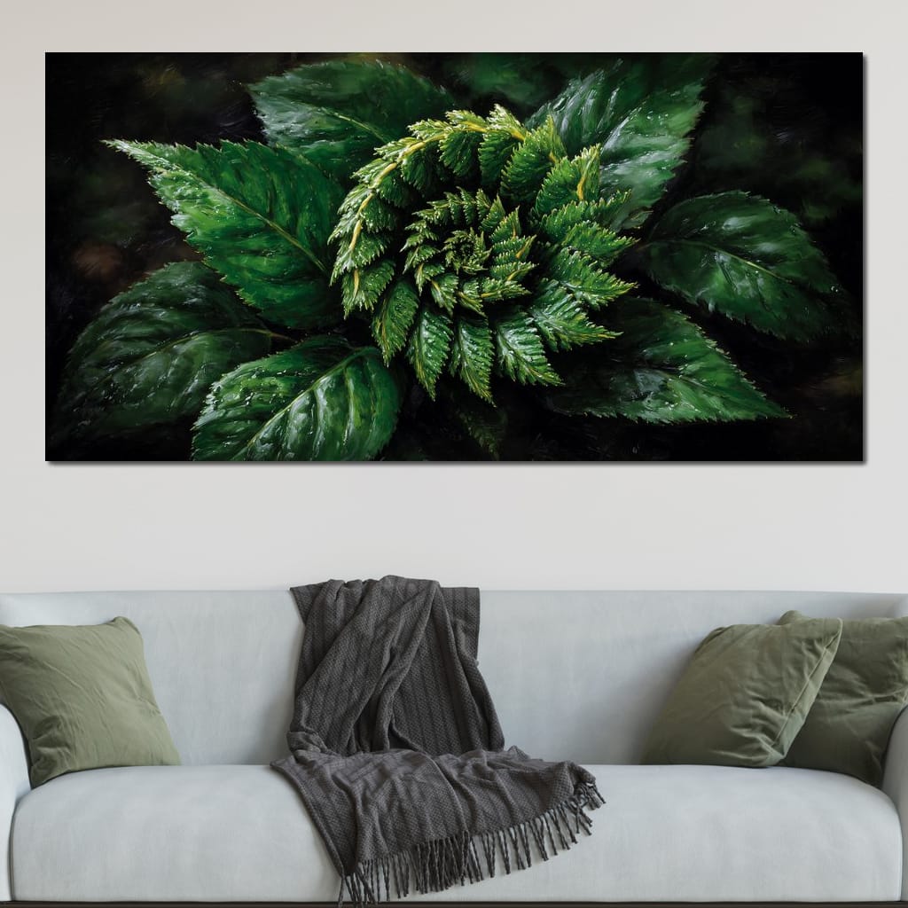 Tropical Fern Leaf Bouquet Canvas Wall Art