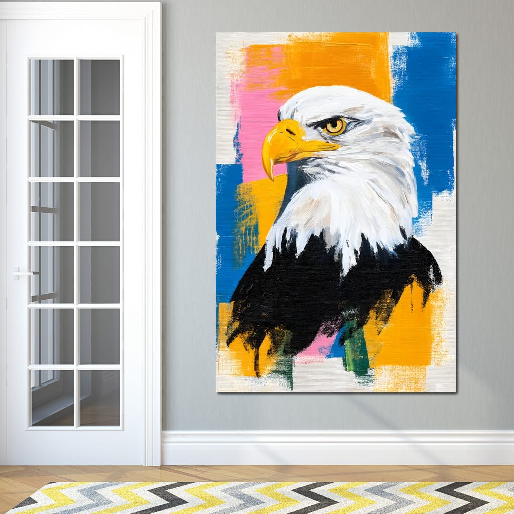 Bold Eagle Pop Portrait Canvas Wall Art