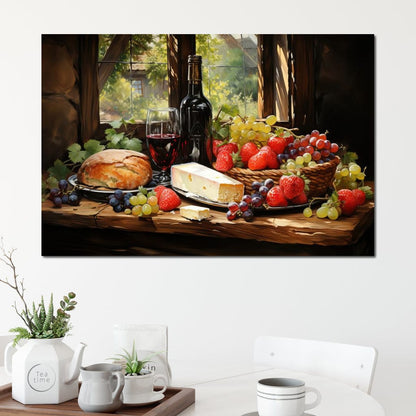 Fruit Cheese Wine 1 Canvas Wall Art