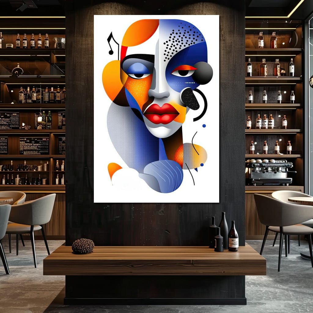 Red Lips and Bold Shapes Canvas Wall Art