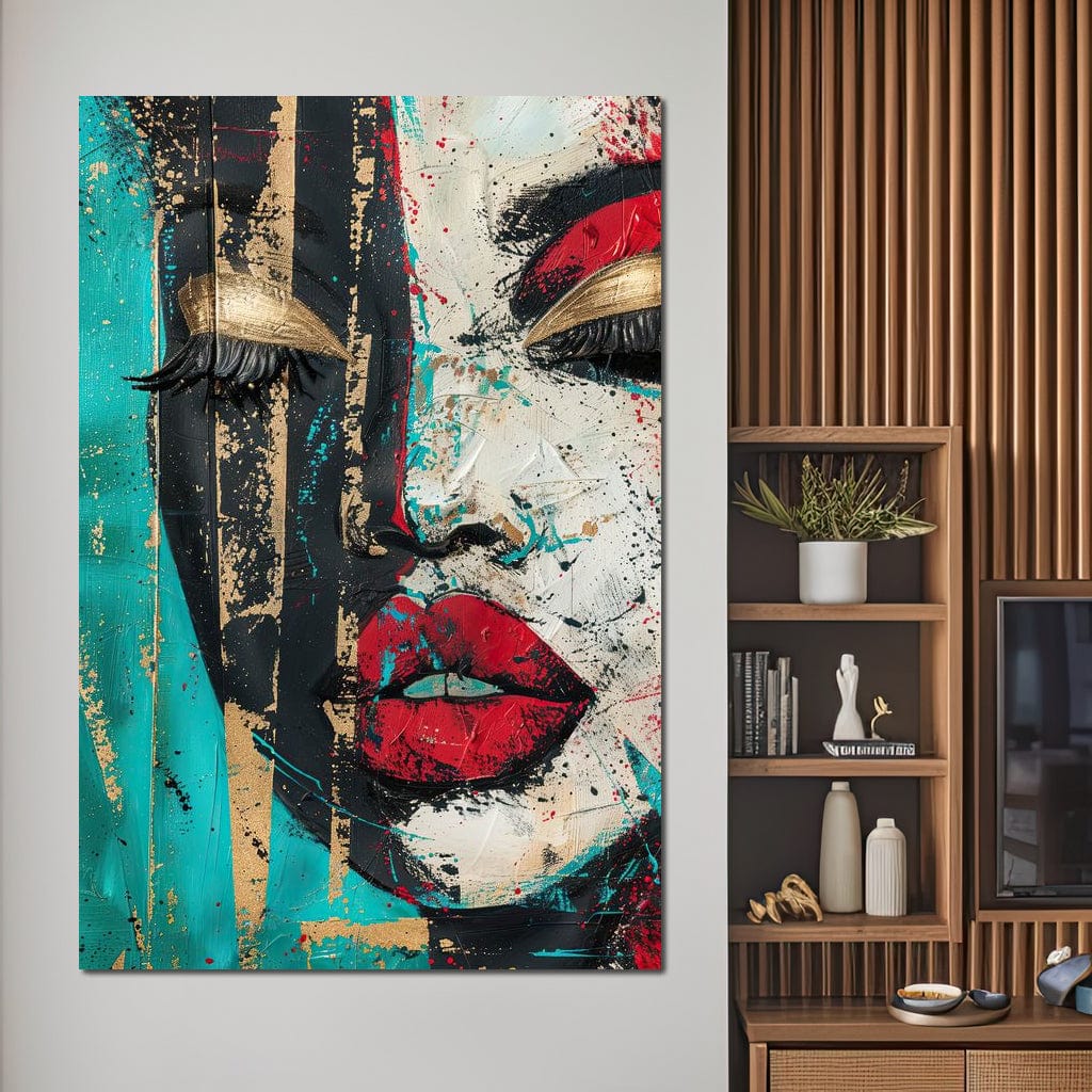 Golden Gaze Through Turmoil Canvas Wall Art