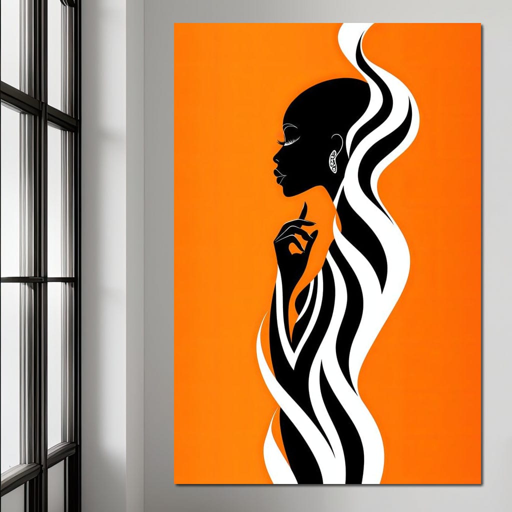Ebony Flow on Tangerine Dreams Canvas Wall Art