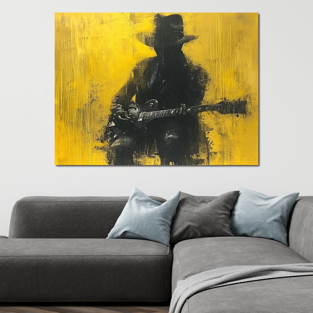 Golden Melody Silhouette Canvas Wall Art