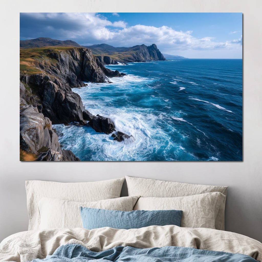 Wild Atlantic Cliff Horizon Canvas Wall Art