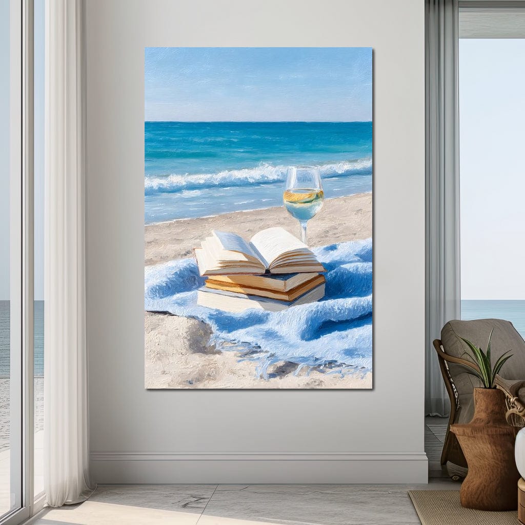 Seaside Pages and Chardonnay Bliss Canvas Wall Art