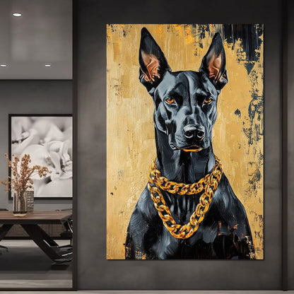 Bold Dog in Gold Canvas Wall Art