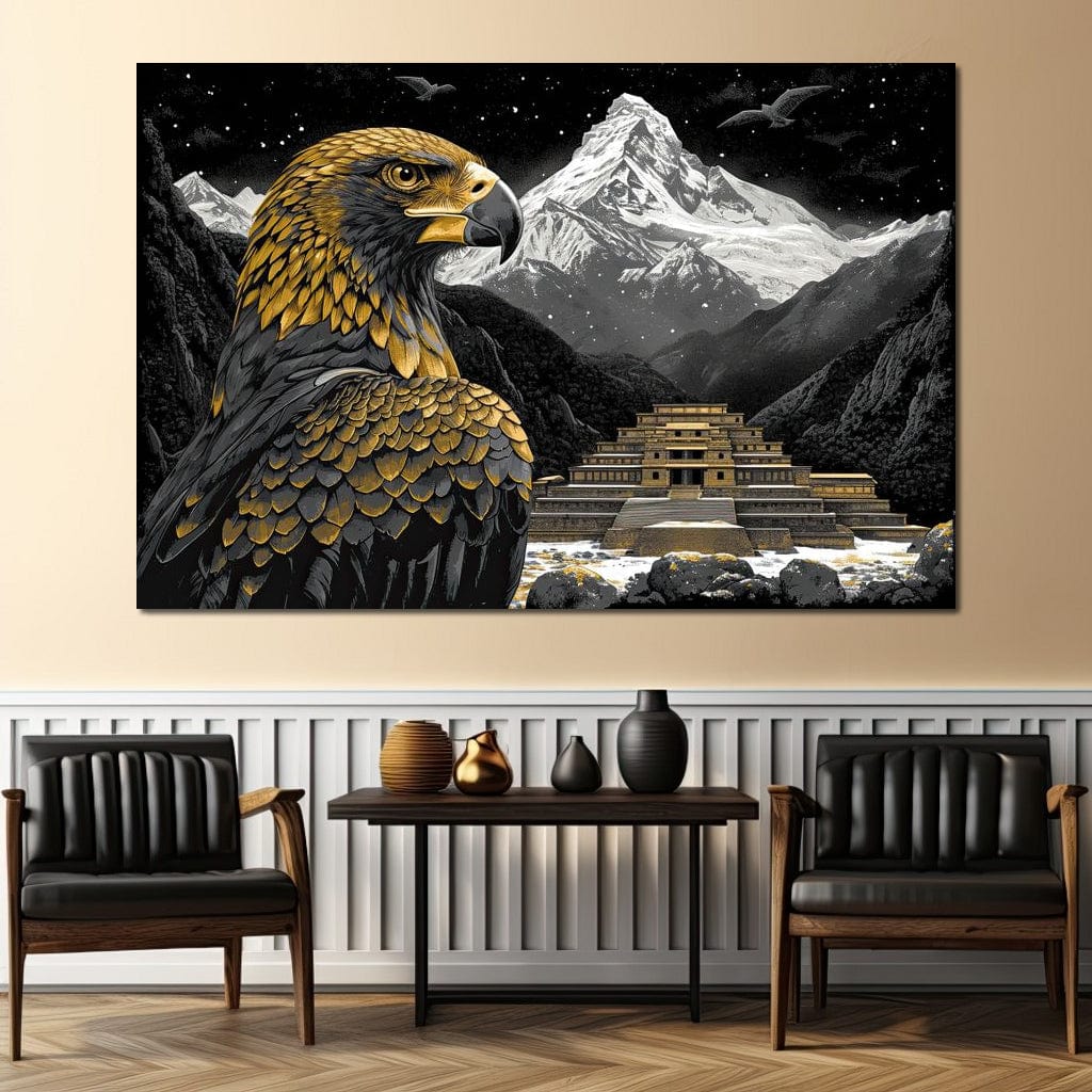 Majestic Aztec Golden Eagle Canvas Wall Art