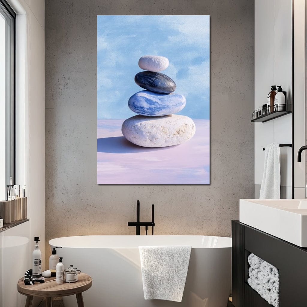 Coastal Stone Balance Zen Canvas Wall Art