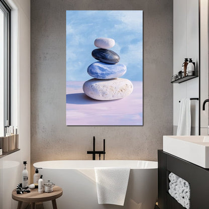 Coastal Stone Balance Zen Canvas Wall Art