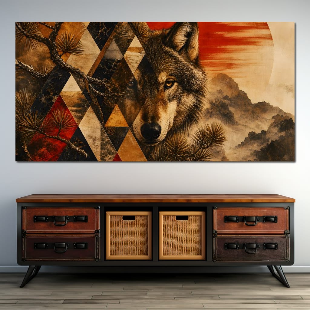 Solitary Predator Rising Sun Canvas Wall Art