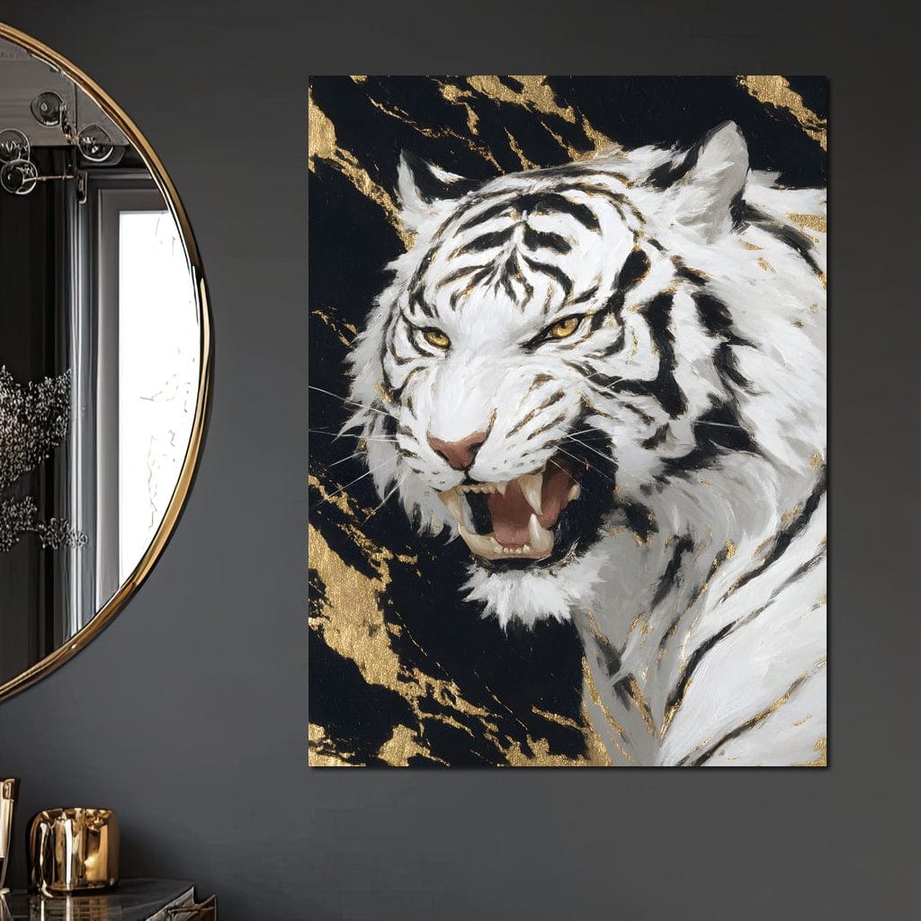 Fierce Aura Golden Roar Canvas Wall Art