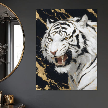 Fierce Aura Golden Roar Canvas Wall Art