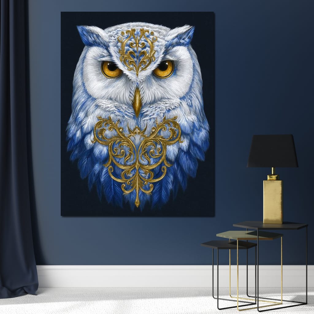 Gilded Owl Night Guardian Canvas Wall Art