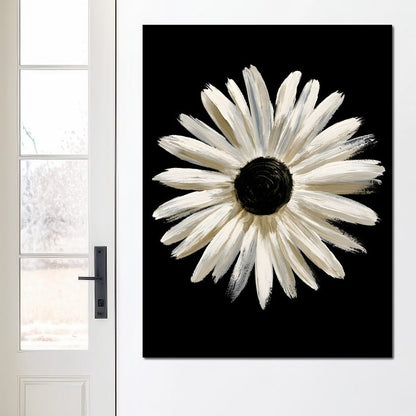 Solitary Pale Petals Against The Void Canvas Wall Art