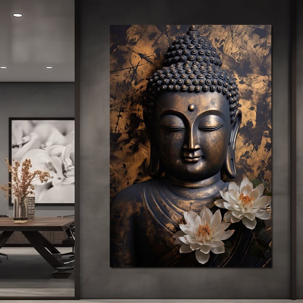 Buddha's Bronze Serenity Canvas Wall Art