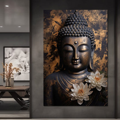 Buddha's Bronze Serenity Canvas Wall Art