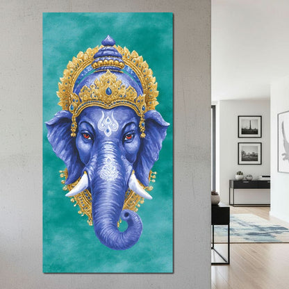 Royal Indigo Elephant Majesty Canvas Wall Art