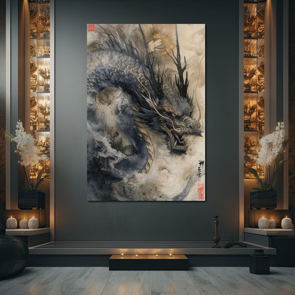 Mystic Dragon Tempest Canvas Wall Art