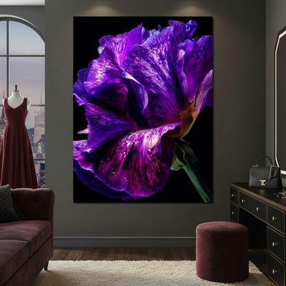 Violet Petal Radiance Macro Canvas Wall Art