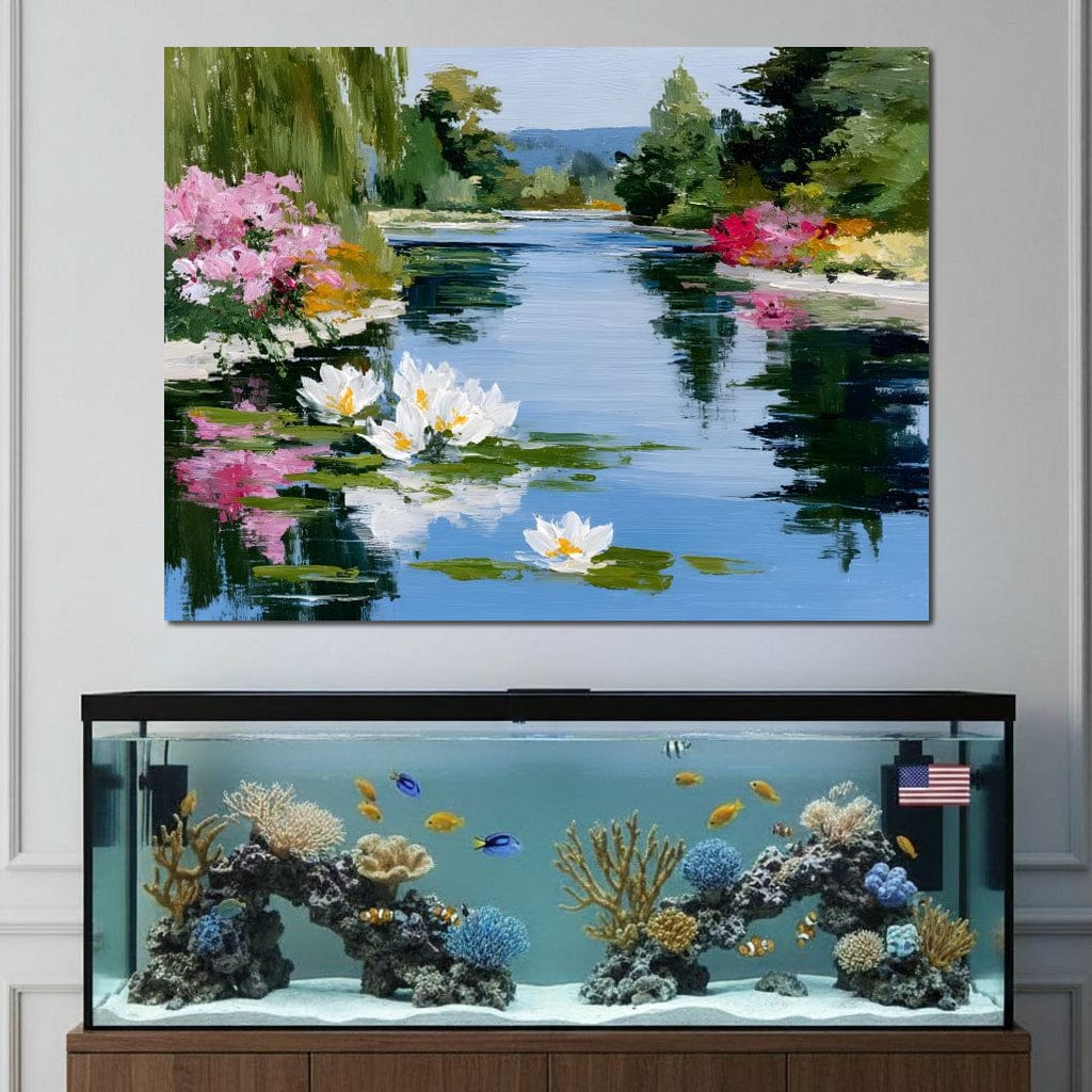 Water Lily Garden Reflection Canvas Wall Art