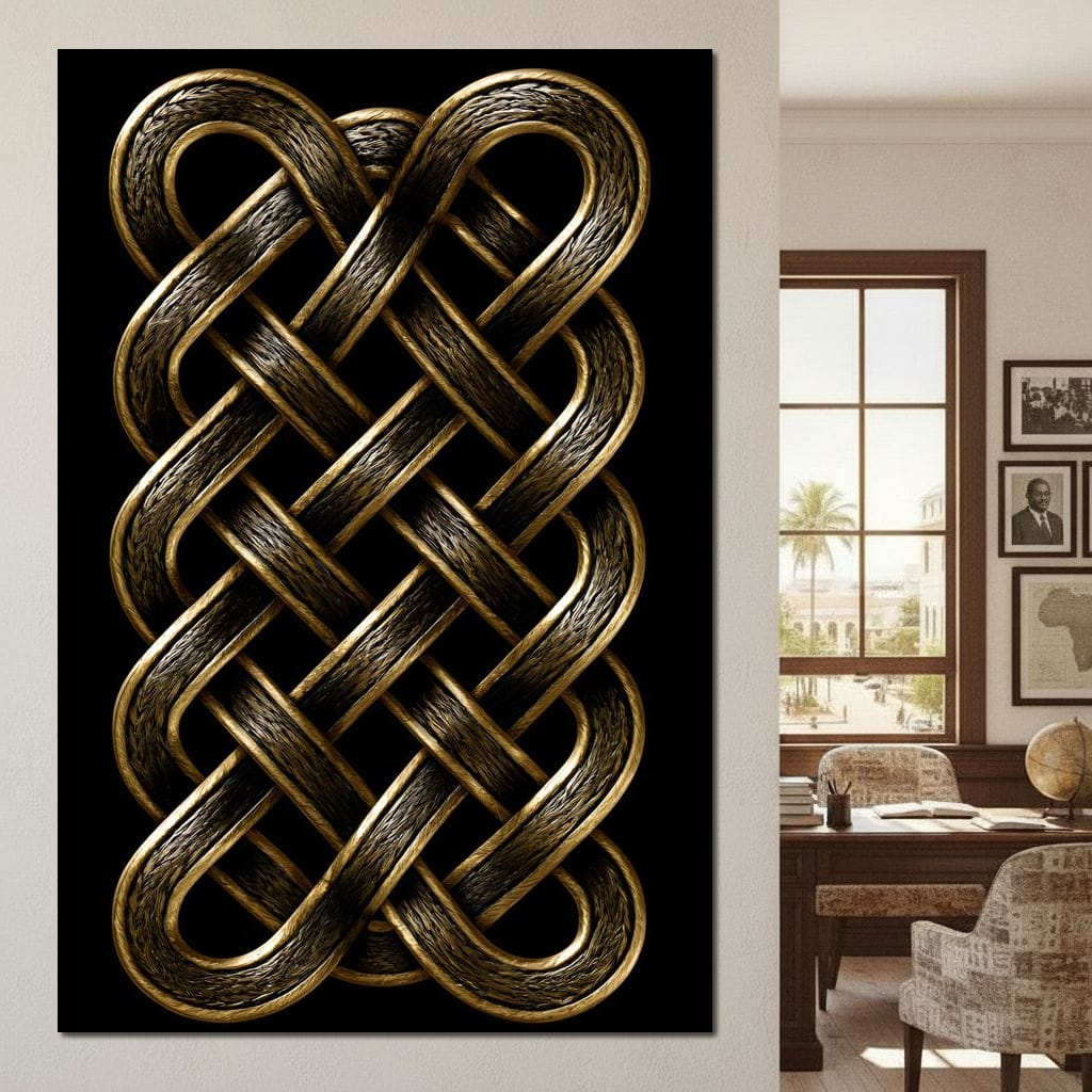 Ancient Norse Gold Metal Interlace Canvas Wall Art
