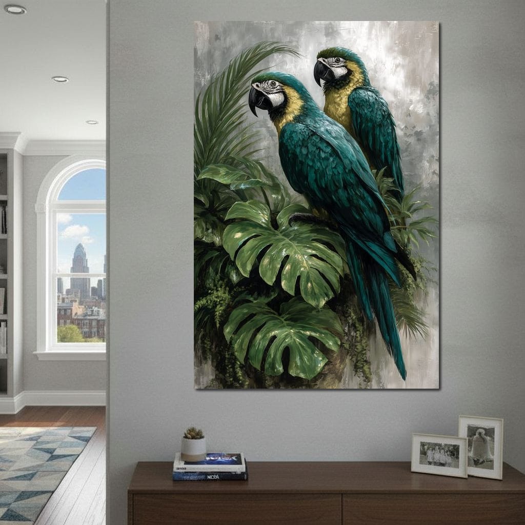 Emerald Jungle Guardians Canvas Wall Art