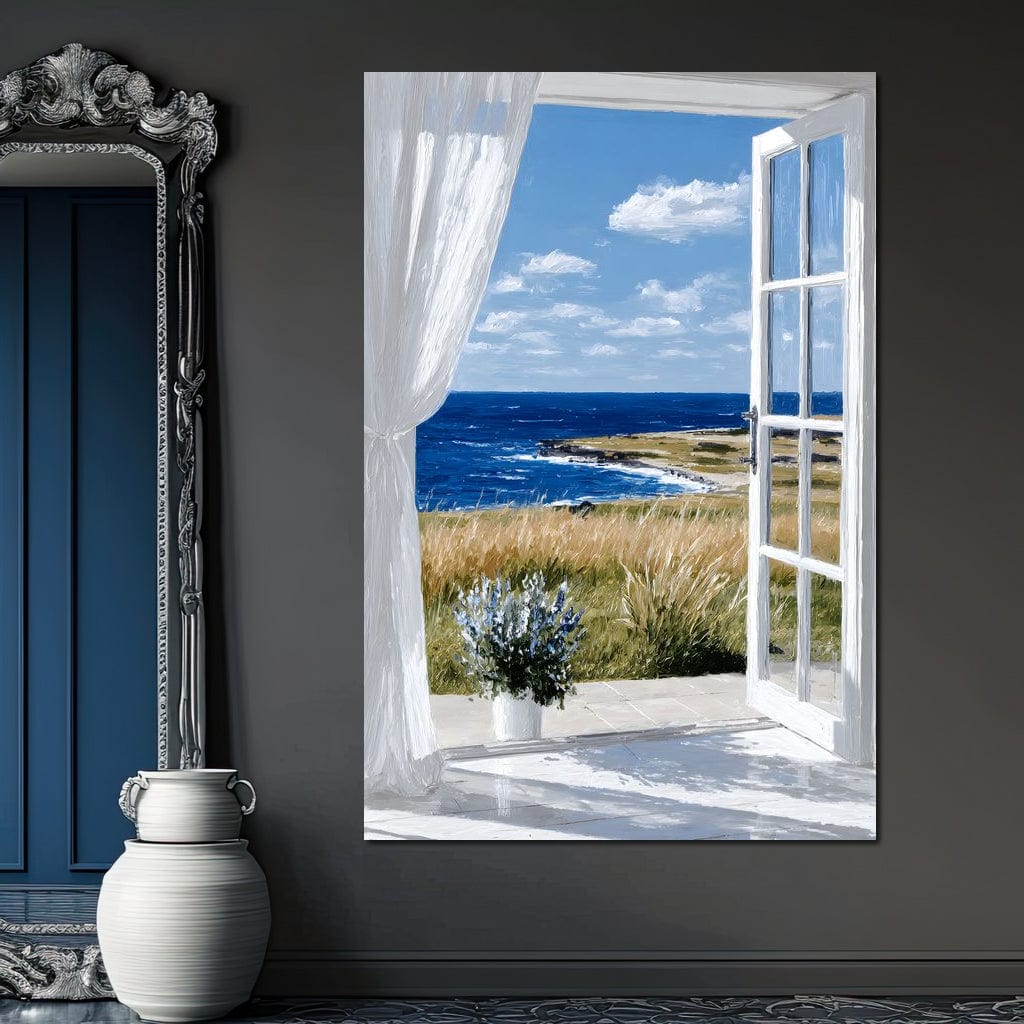 Ocean Breeze Through Open Window Canvas Wall Art