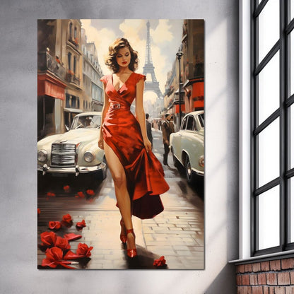 Glamour in the Streets of Paris Canvas Wall Art