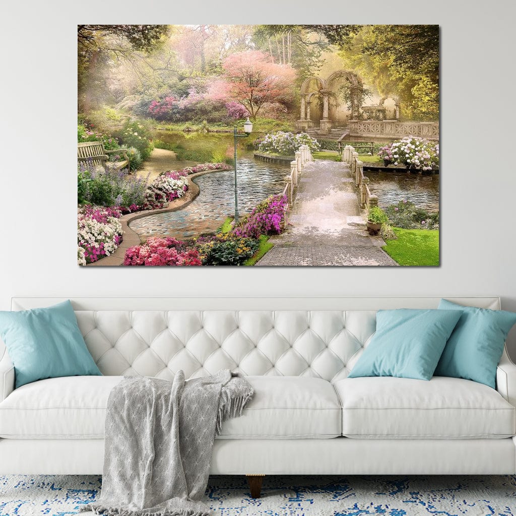 Pond Bridge Canvas Wall Art