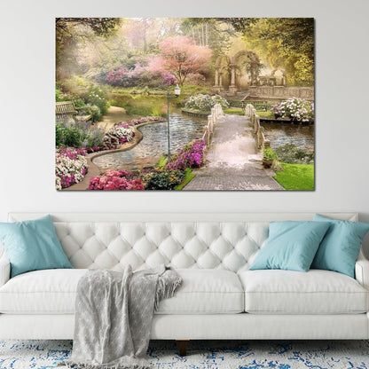 Pond Bridge Canvas Wall Art