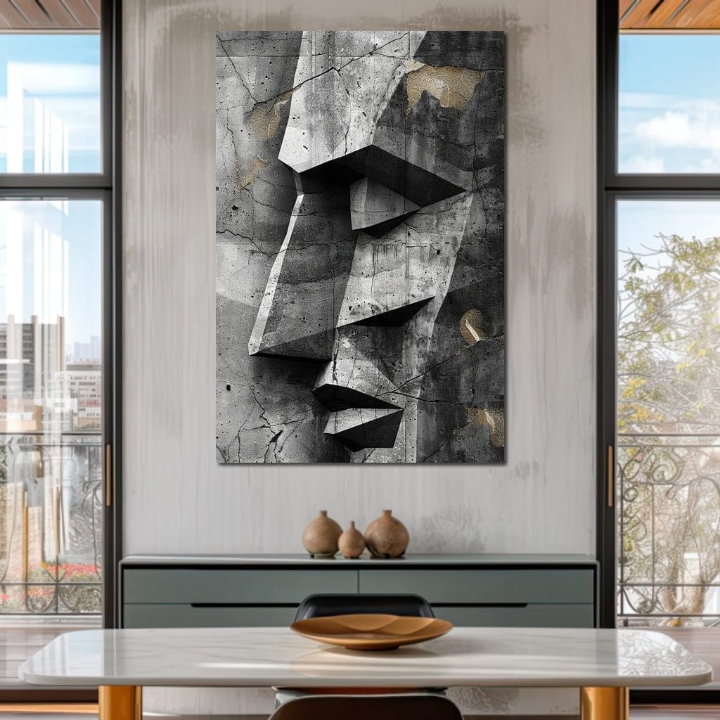 Monochrome Geometric Echoes Canvas Wall Art
