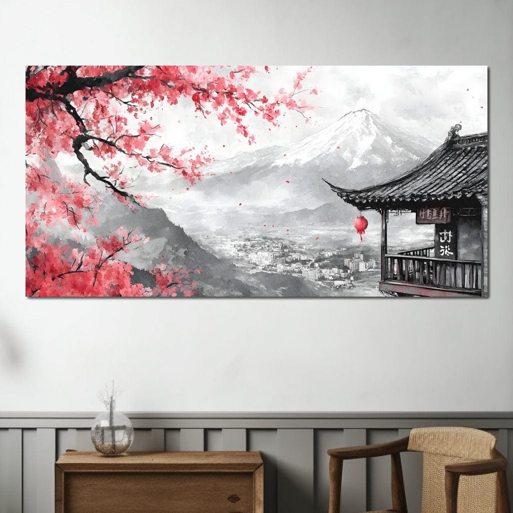 Cherry Blossom Landscape Canvas Wall Art