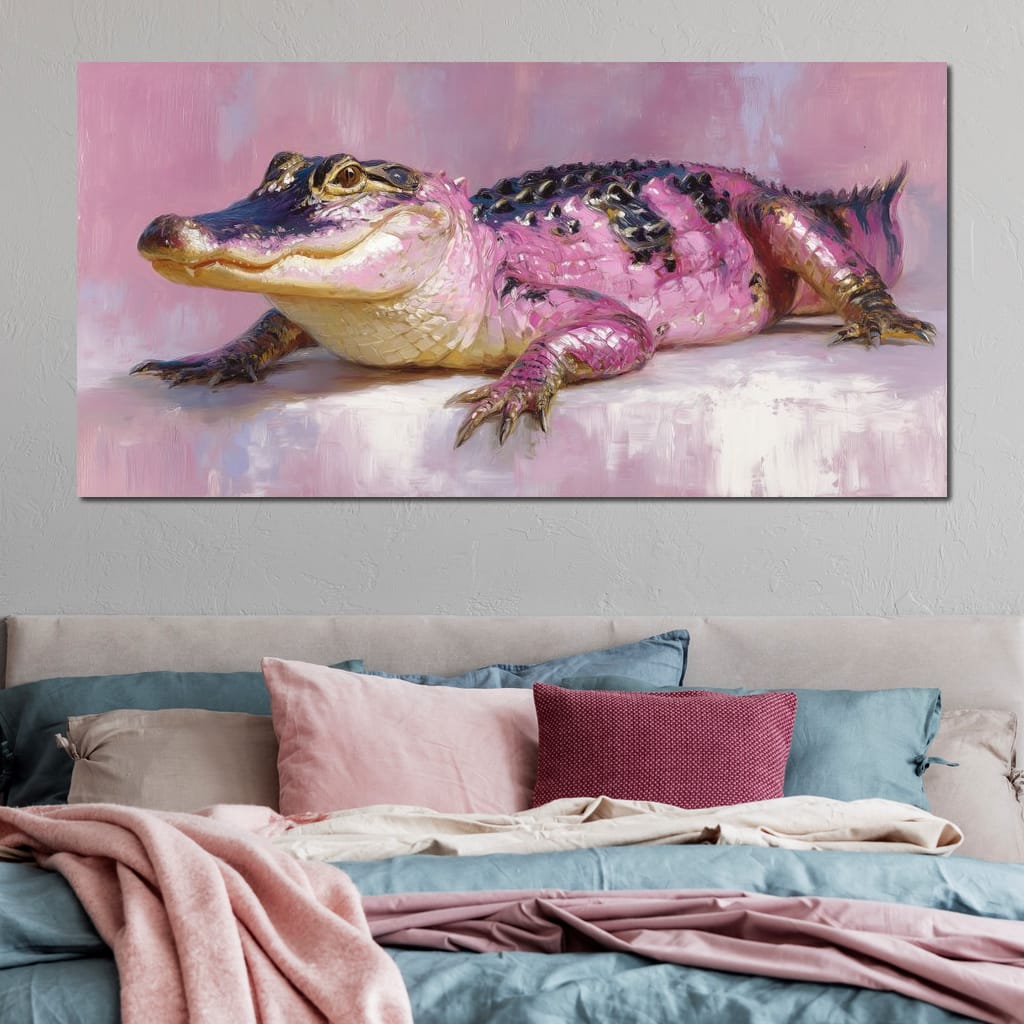 Pink Gator Lounge Portrait Canvas Wall Art