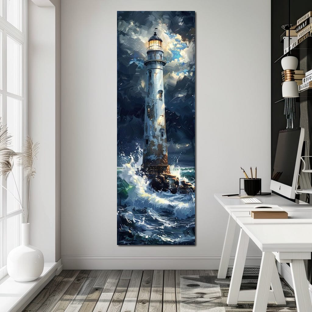 Lighthouse of Stormy Shores Canvas Wall Art