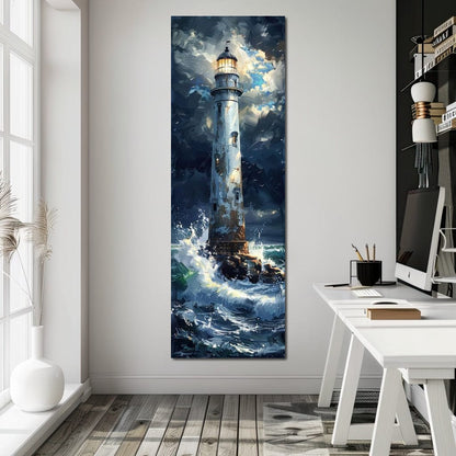 Lighthouse of Stormy Shores Canvas Wall Art