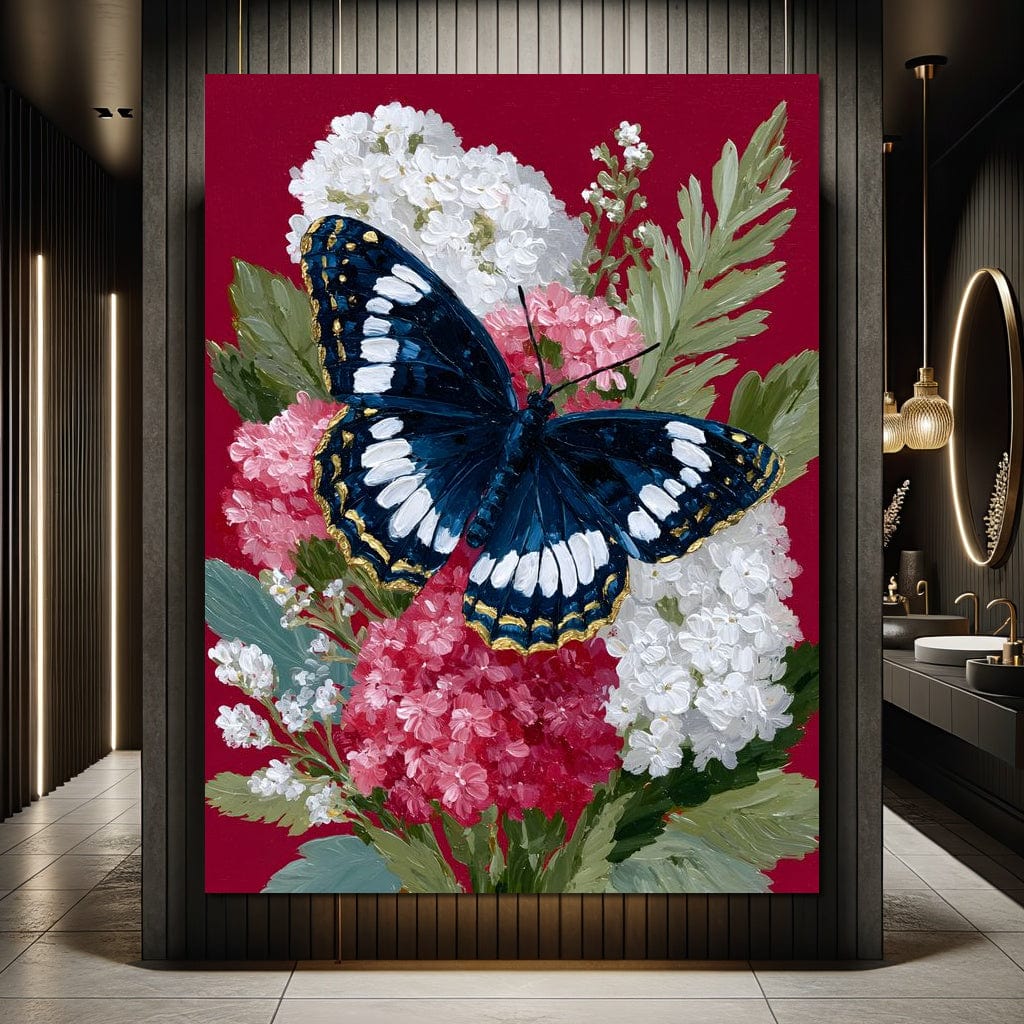 Midnight Butterfly Garden Bouquet Canvas Wall Art