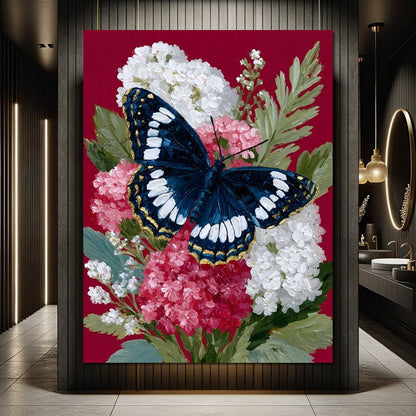 Midnight Butterfly Garden Bouquet Canvas Wall Art