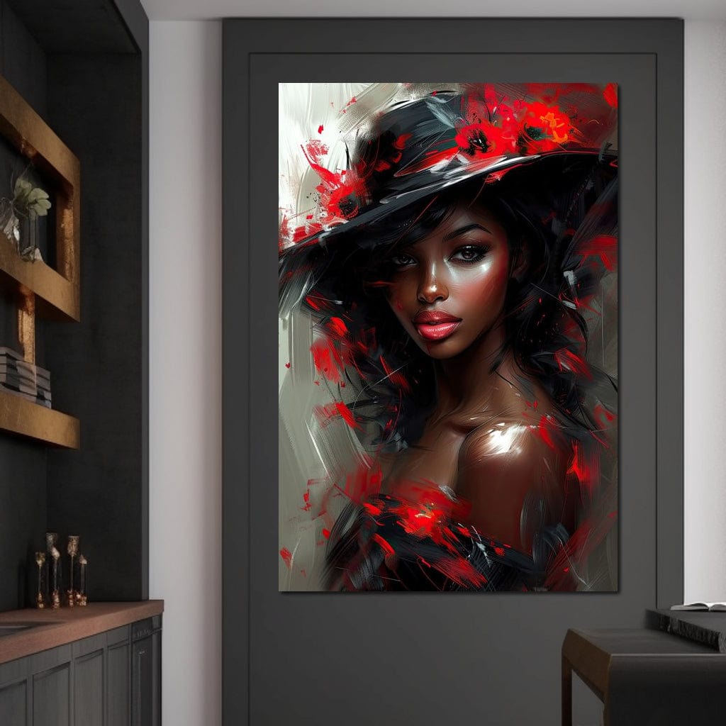Sable Elegance with Poppy Flair Canvas Wall Art